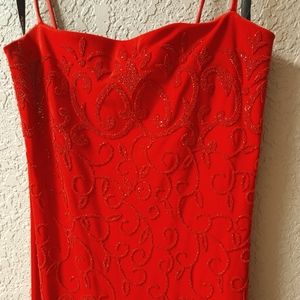 Red formal spaghetti strap dress